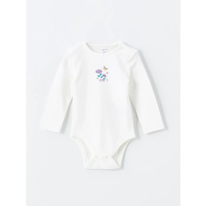 LCW baby Lila Bisiklet Yaka Kız Bebek Çıtçıtlı Bodysuit 2li