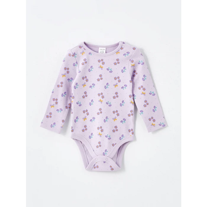 LCW baby Lila Bisiklet Yaka Kız Bebek Çıtçıtlı Bodysuit 2li