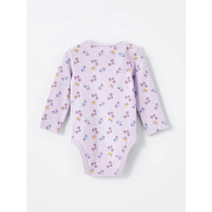 LCW baby Lila Bisiklet Yaka Kız Bebek Çıtçıtlı Bodysuit 2li