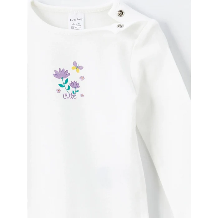 LCW baby Lila Bisiklet Yaka Kız Bebek Çıtçıtlı Bodysuit 2li