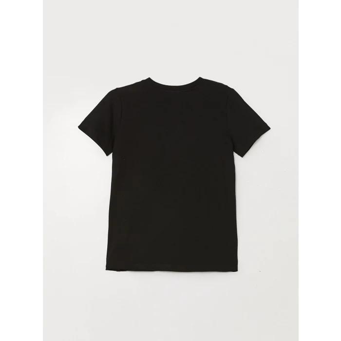 LCW Vision Siyah Bisiklet Yaka Düz Kısa Kollu Kadın Tişört