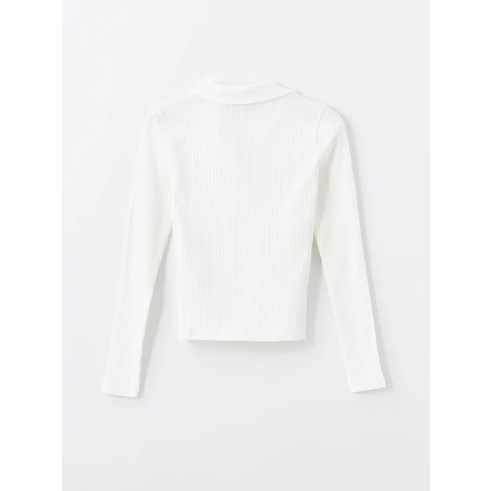 LCW Vision Ekru Polo Yaka Düz Uzun Kollu Kadın Body