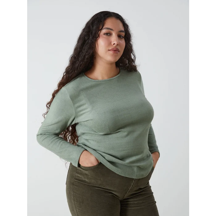 LCWAIKIKI Classic Yeşil Bisiklet Yaka Kadın Tişört