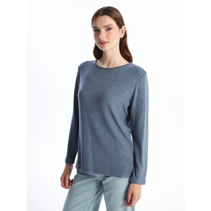 LCWAIKIKI Classic Mavi Bisiklet Yaka Kadın Tişört