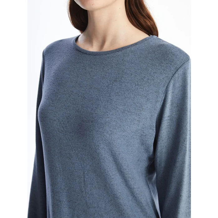 LCWAIKIKI Classic Mavi Bisiklet Yaka Kadın Tişört