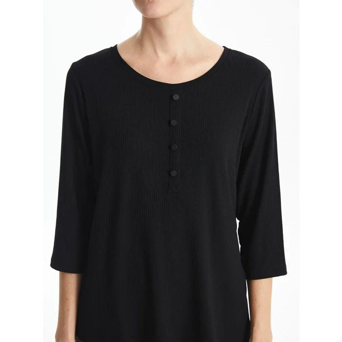 LCWAIKIKI Classic Siyah Bisiklet Yaka Kadın Bluz