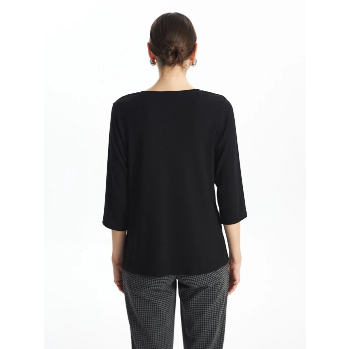 LCWAIKIKI Classic Siyah Bisiklet Yaka Kadın Bluz