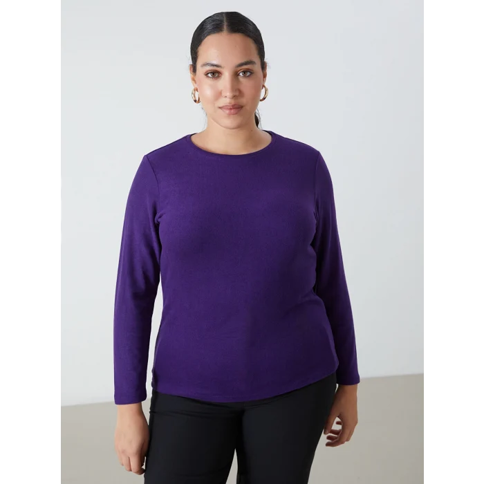 LCWAIKIKI Classic Mor Bisiklet Yaka Kadın Tişört