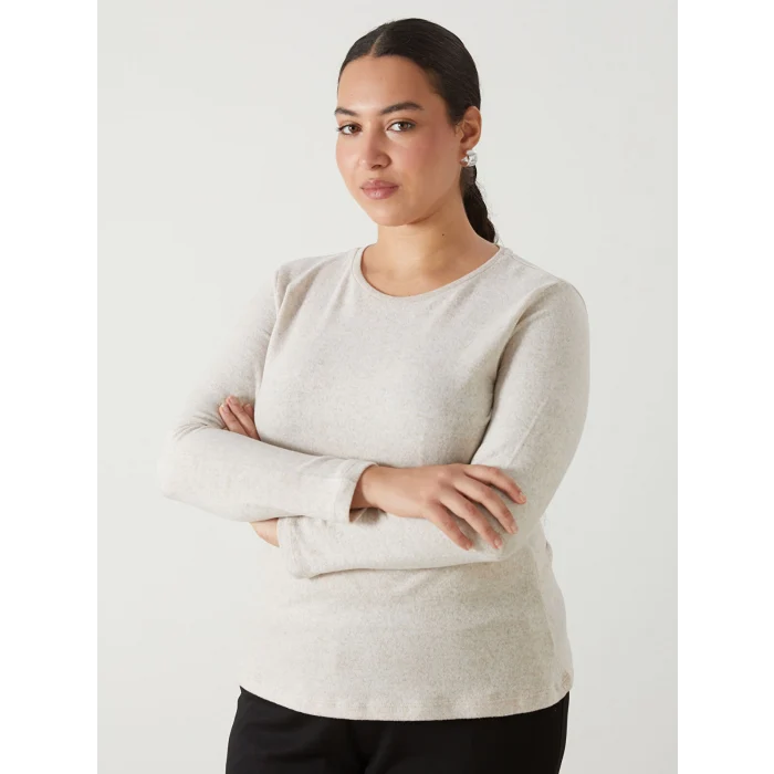 LCWAIKIKI Classic Bej Bisiklet Yaka Kadın Tişört