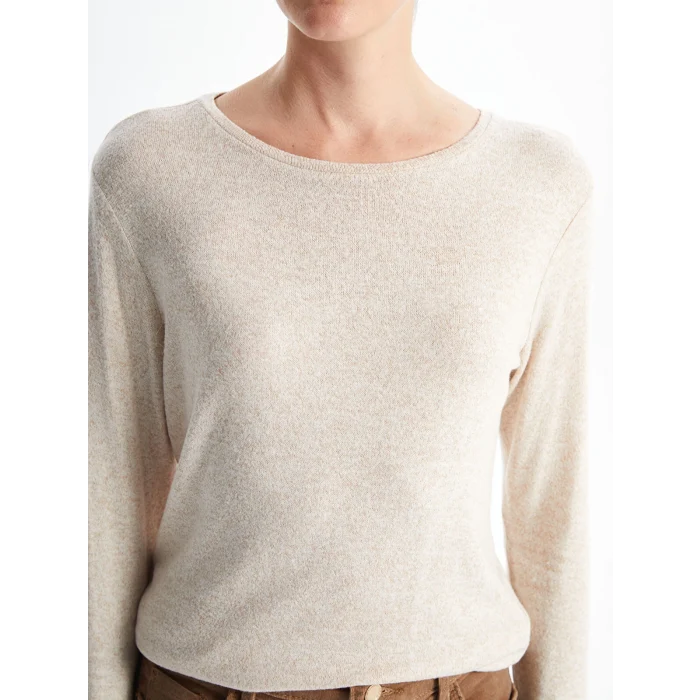 LCWAIKIKI Classic Bej Bisiklet Yaka Kadın Tişört