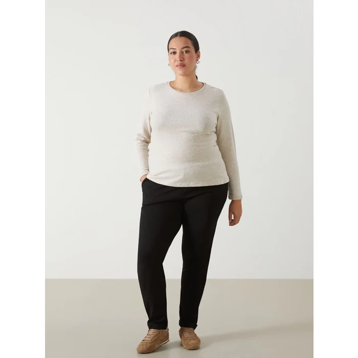 LCWAIKIKI Classic Bej Bisiklet Yaka Kadın Tişört