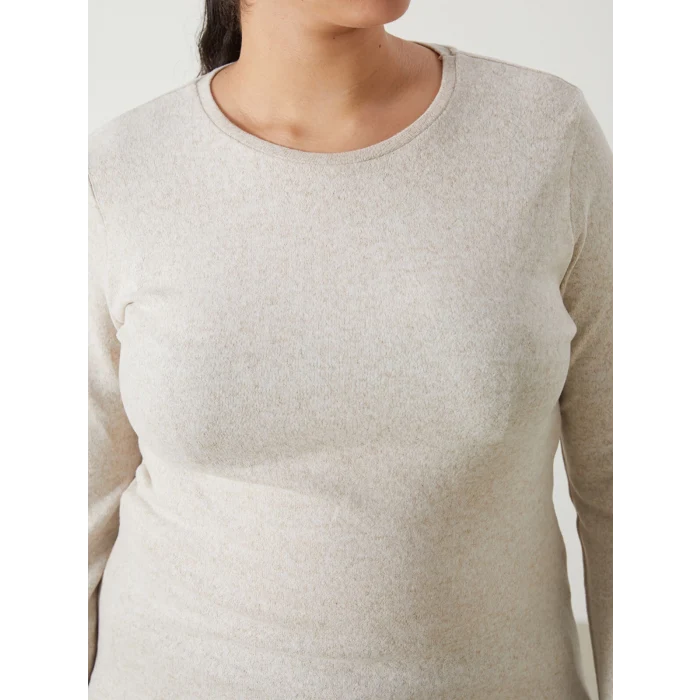 LCWAIKIKI Classic Bej Bisiklet Yaka Kadın Tişört