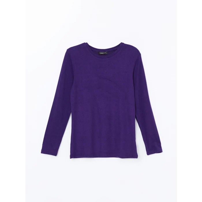 LCWAIKIKI Classic Mor Bisiklet Yaka Kadın Tişört