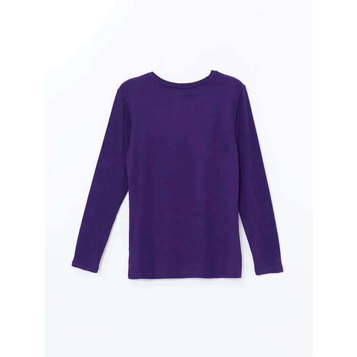 LCWAIKIKI Classic Mor Bisiklet Yaka Kadın Tişört