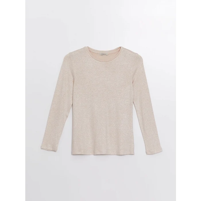 LCWAIKIKI Classic Bej Bisiklet Yaka Kadın Tişört