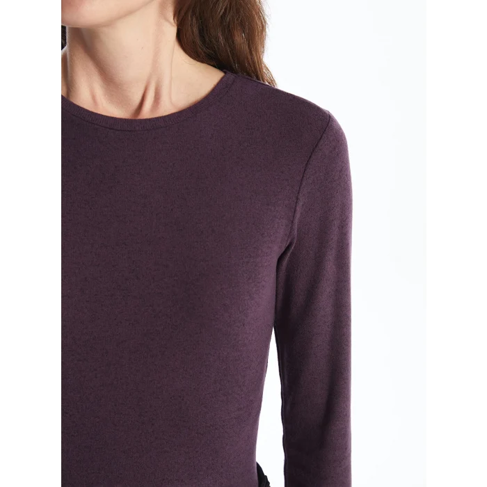 LCWAIKIKI Classic Mor Bisiklet Yaka Kadın Tişört