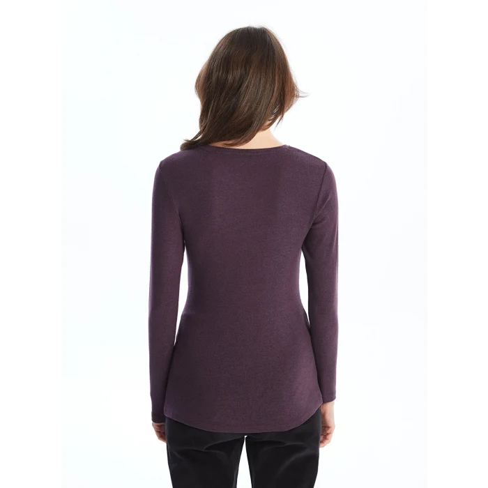 LCWAIKIKI Classic Mor Bisiklet Yaka Kadın Tişört