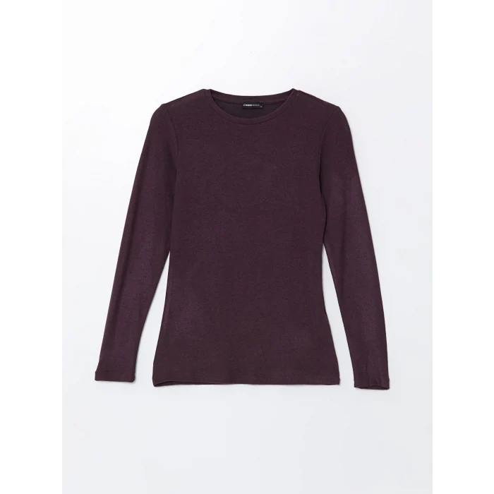 LCWAIKIKI Classic Mor Bisiklet Yaka Kadın Tişört