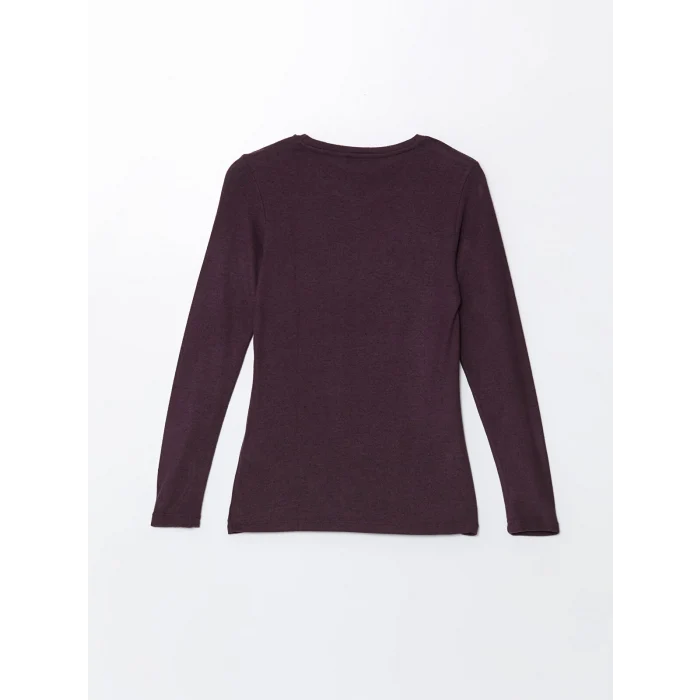 LCWAIKIKI Classic Mor Bisiklet Yaka Kadın Tişört