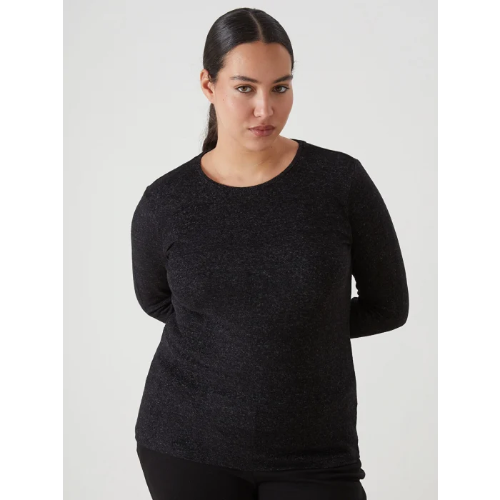 LCWAIKIKI Classic Siyah Bisiklet Yaka Kadın Tişört