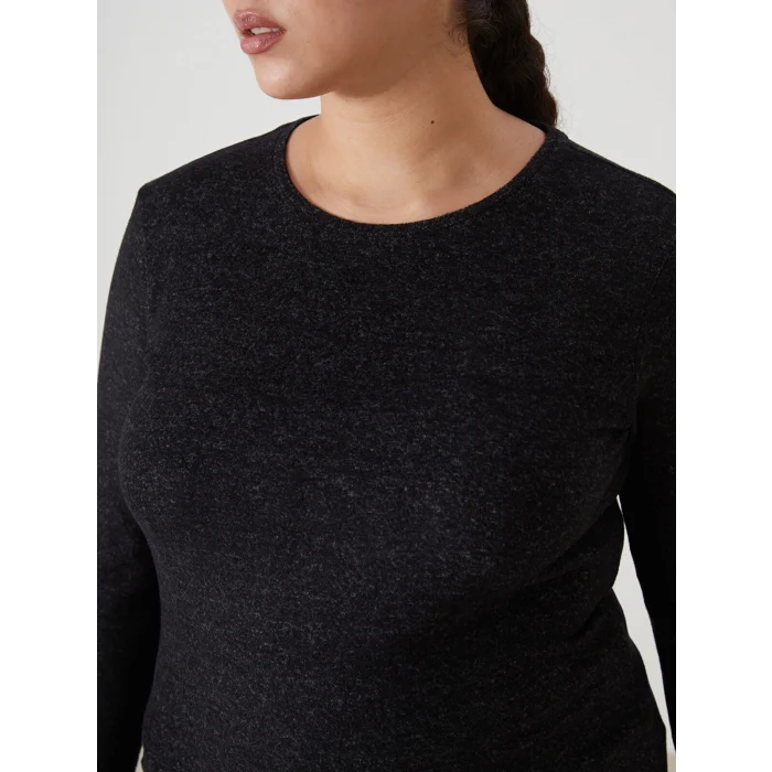 LCWAIKIKI Classic Siyah Bisiklet Yaka Kadın Tişört