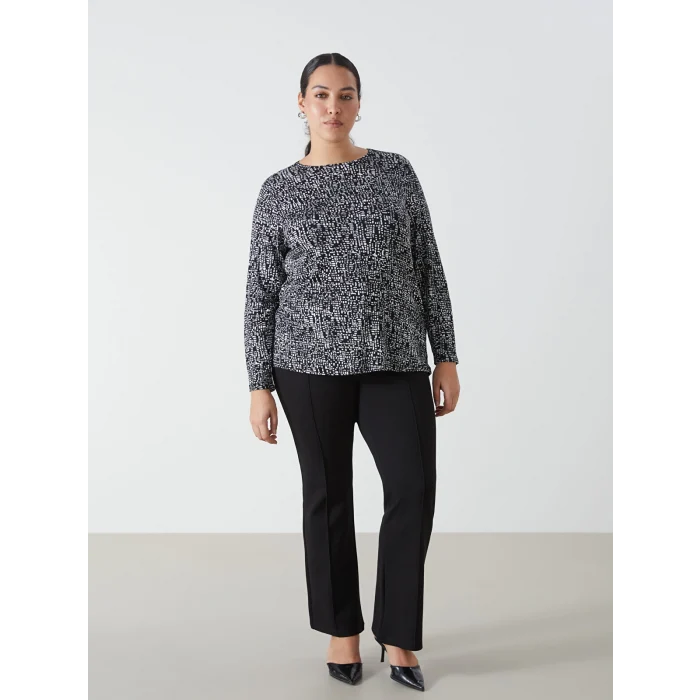 LCW Grace Siyah Bisiklet Yaka Desenli Kadın Tişört