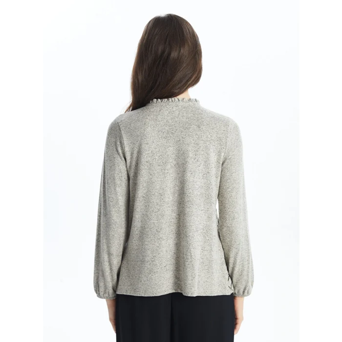 LCW Grace Bej Bağlamalı Yaka Desenli Kadın Bluz