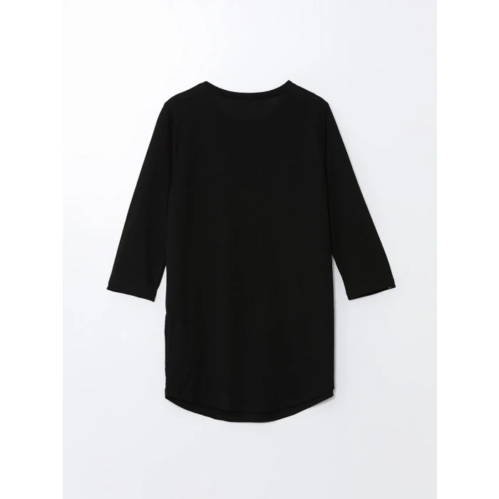 LCWAIKIKI Basic Siyah Bisiklet Yaka İşlemeli Kadın Bluz