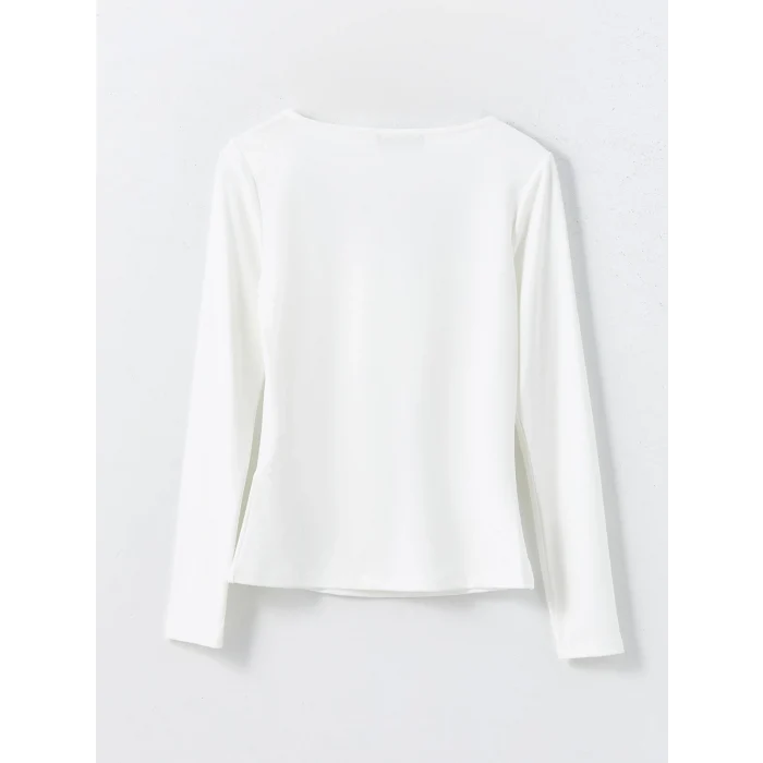 LCWAIKIKI Basic Ekru Kare Yaka Kadın Body