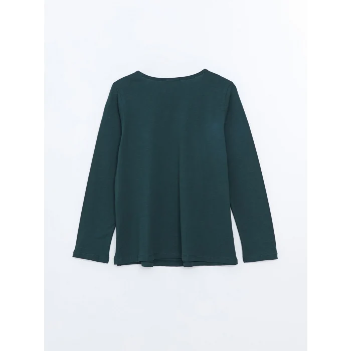 LCW Grace Yeşil Bisiklet Yaka Nakışlı Kadın Bluz