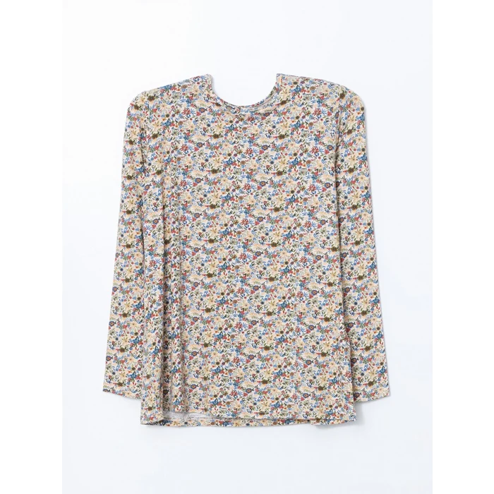 LCW Grace Karişik Bisiklet Yaka Desenli Kadın Tişört