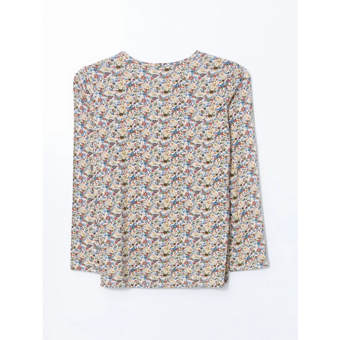 LCW Grace Karişik Bisiklet Yaka Desenli Kadın Tişört