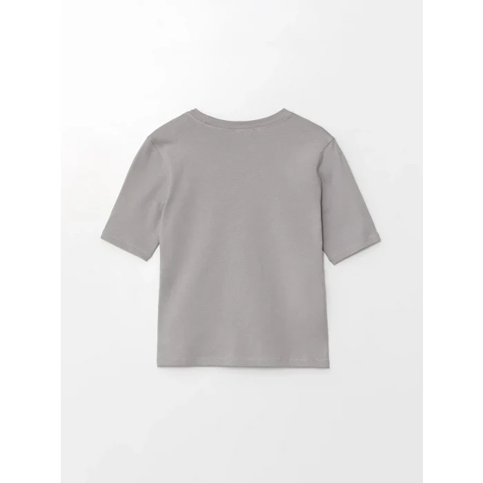 LCW Vision Gri Bisiklet Yaka Kadın Tişört