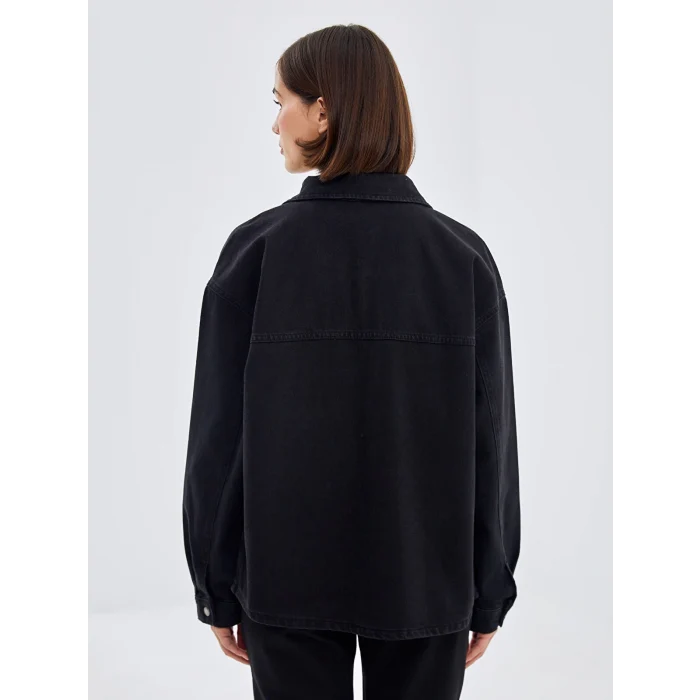 LCW Vision Siyah Oversize Kadın Jean Gömlek Ceket