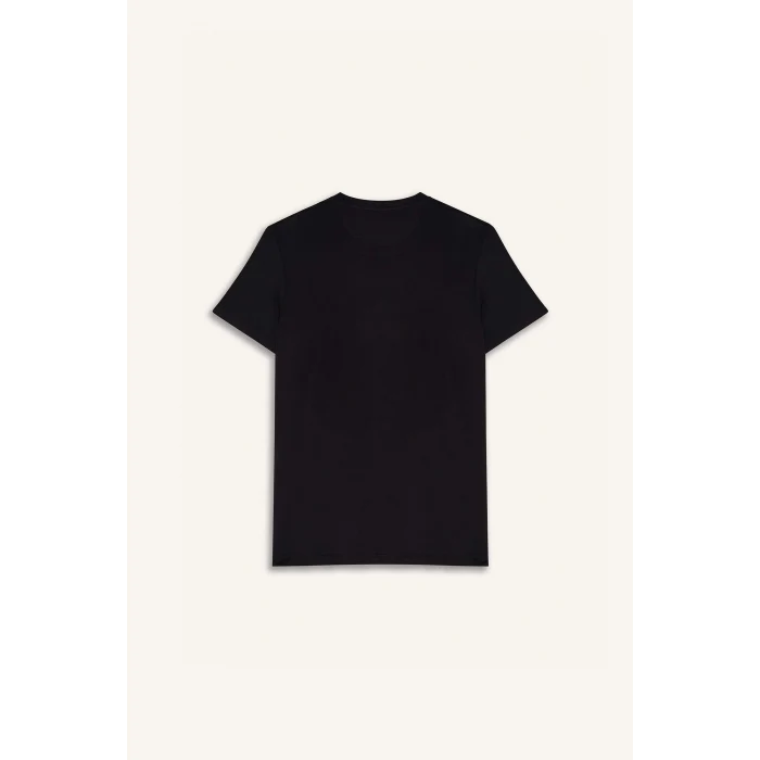 Defacto D7811 Siyah DeFactoFit Esnek Kumaş Slim Fit Dar Kesim Bisiklet Yaka Baskılı Sporcu Kısa Kollu Tişört