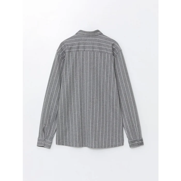 SOUTHBLUE Gri Slim Fit Uzun Kollu Çizgili Erkek Gömlek