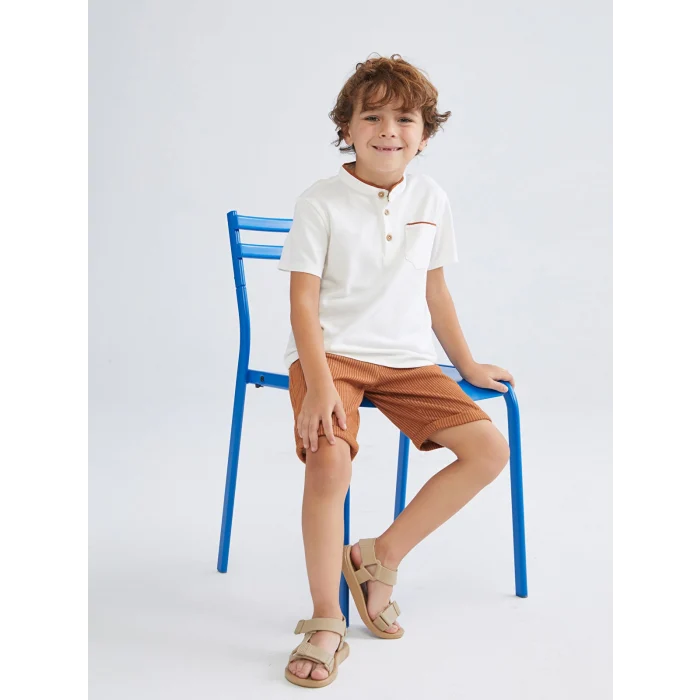 LCW Kids Ekru Pike Erkek Çocuk Tişört ve Pantolon 2li