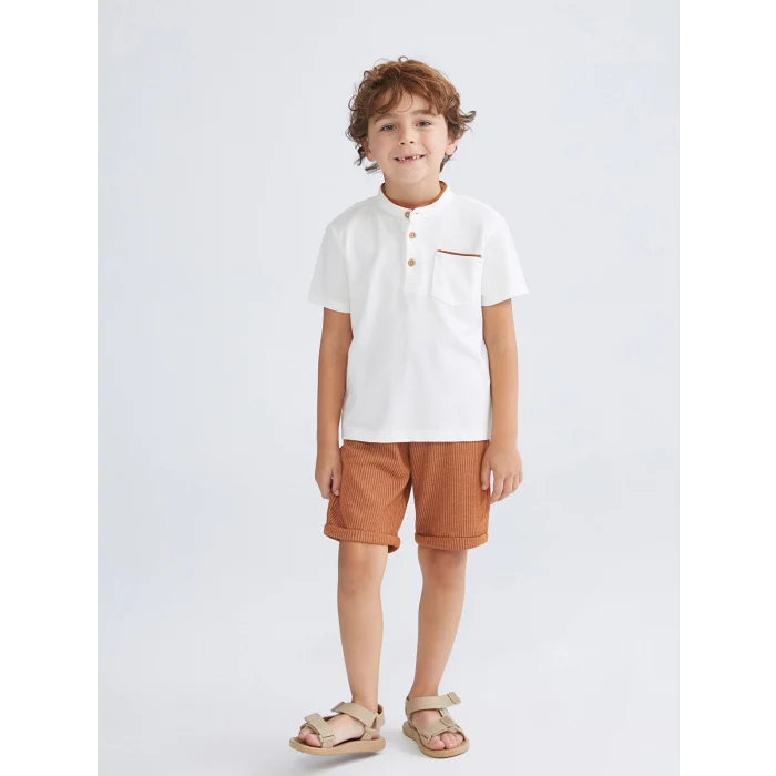 LCW Kids Ekru Pike Erkek Çocuk Tişört ve Pantolon 2li