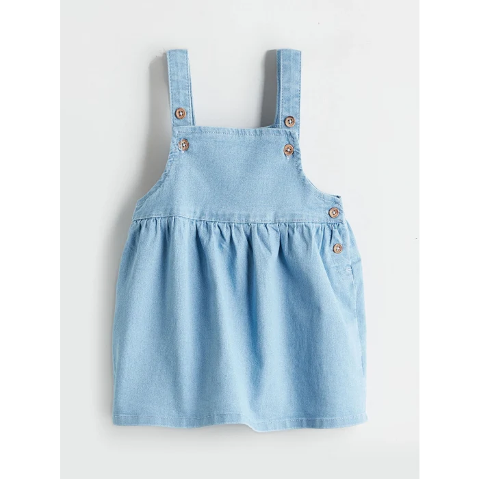 LCW baby Mavi Kız Bebek Jean Elbise ve Bluz 2li