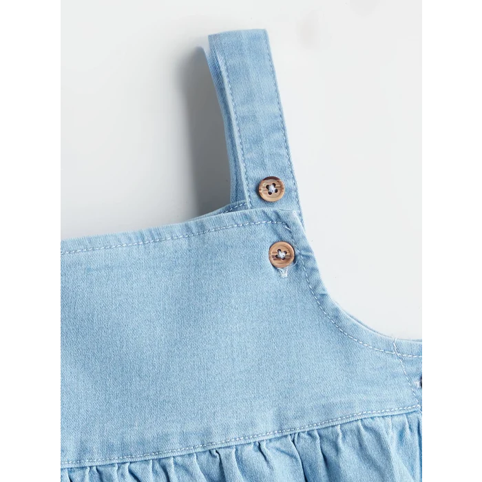 LCW baby Mavi Kız Bebek Jean Elbise ve Bluz 2li