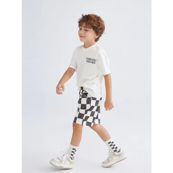 LCW Kids Bej Erkek Çocuk Tişört Şort ve Çorap 3lü