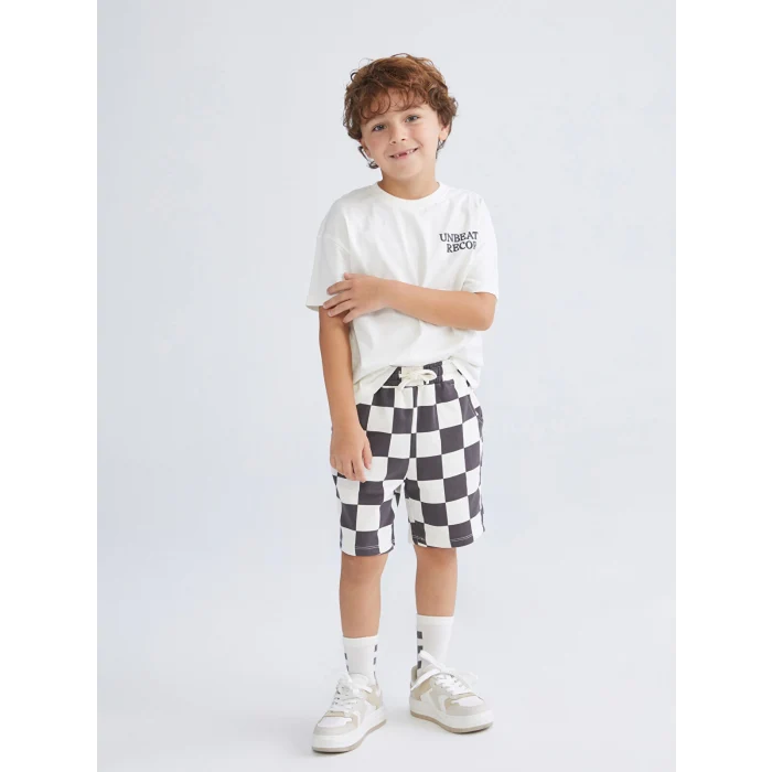 LCW Kids Bej Erkek Çocuk Tişört Şort ve Çorap 3lü