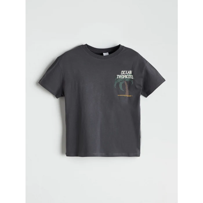 LCW Kids Antrasit Baskılı Erkek Çocuk Tişört ve Cepli Şort 2li