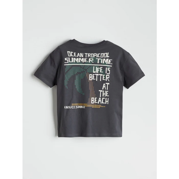 LCW Kids Antrasit Baskılı Erkek Çocuk Tişört ve Cepli Şort 2li