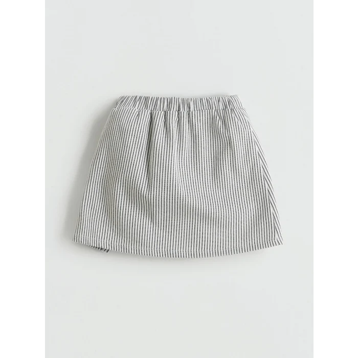 LCW Kids Ekru Çiçekli Kız Çocuk Bluz ve Şort Etek 2li