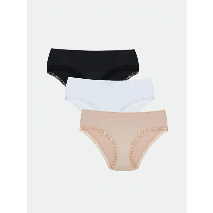 LCW DREAM Siyah Dantel Detaylı Hipster Külot 3lü Paket