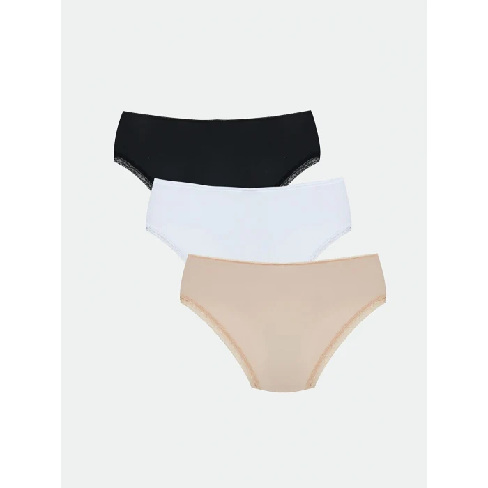 LCW DREAM Siyah Dantel Detaylı Hipster Külot 3lü Paket