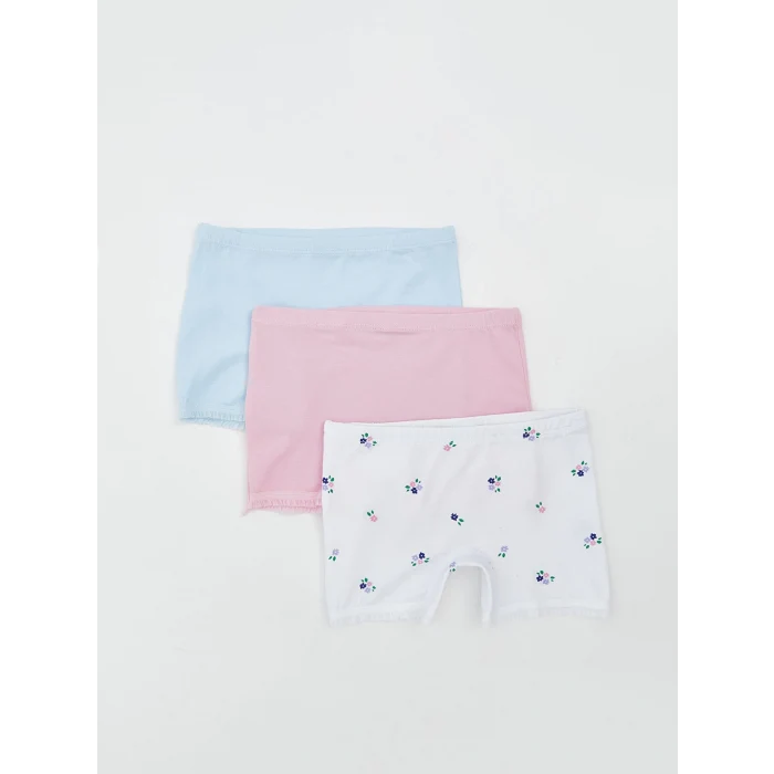 LCW Kids Beyaz Baskılı Kız Çocuk Boxer 3lü