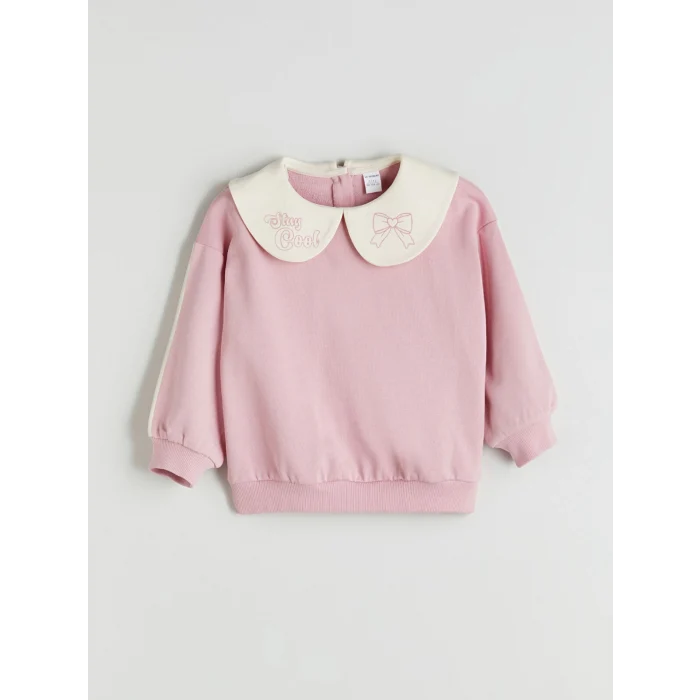 LCW Kids Pembe Bebe Yaka Kız Çocuk Sweatshirt