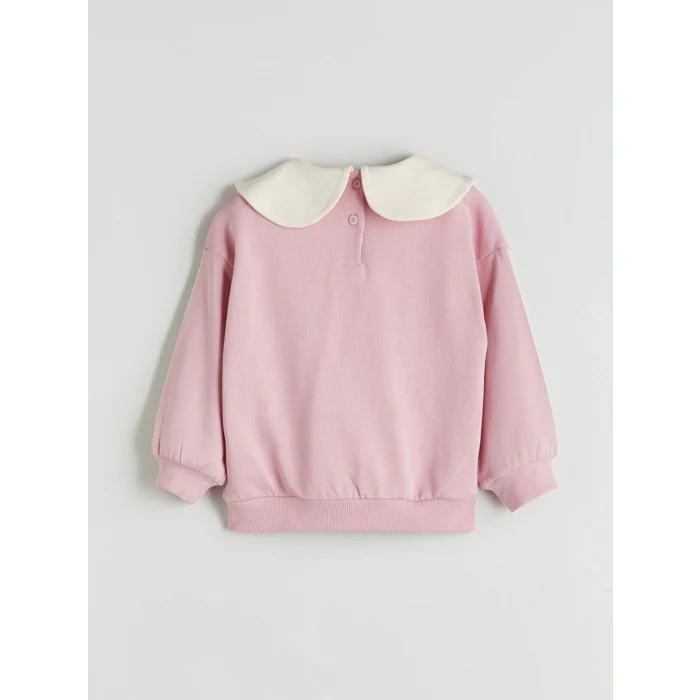 LCW Kids Pembe Bebe Yaka Kız Çocuk Sweatshirt